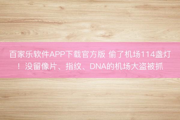 百家乐软件APP下载官方版 偷了机场114盏灯！没留像片、指纹、DNA的机场大盗被抓