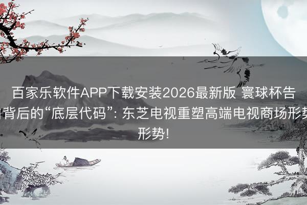 百家乐软件APP下载安装2026最新版 寰球杯告白背后的“底层代码”: 东芝电视重塑高端电视商场形势!