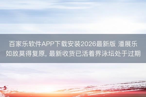 百家乐软件APP下载安装2026最新版 潘展乐如故莫得复原， 最新收货已活着界泳坛处于过期